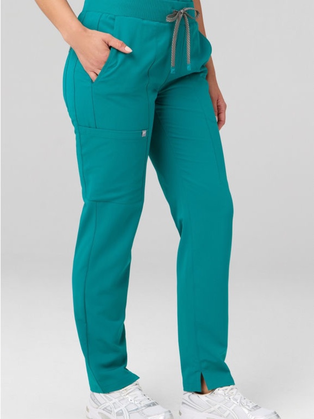 Figs Teal Straight-Leg Scrub Joggers with Drawstring Waist